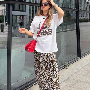 Vintage Leopard Print Slim Fit Long Skirt | 2024 Spring Summer Chic Streetwear