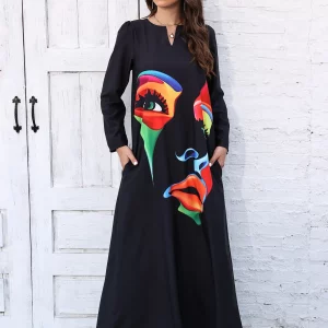 Vintage Style Black V-neck Long Sleeve Dress - Elegant Women's Autumn/Winter Party Wear