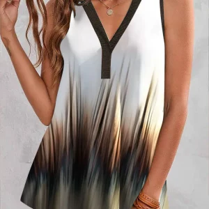 Vintage Tie Dye V-Neck Tank Top for Women Plus Size