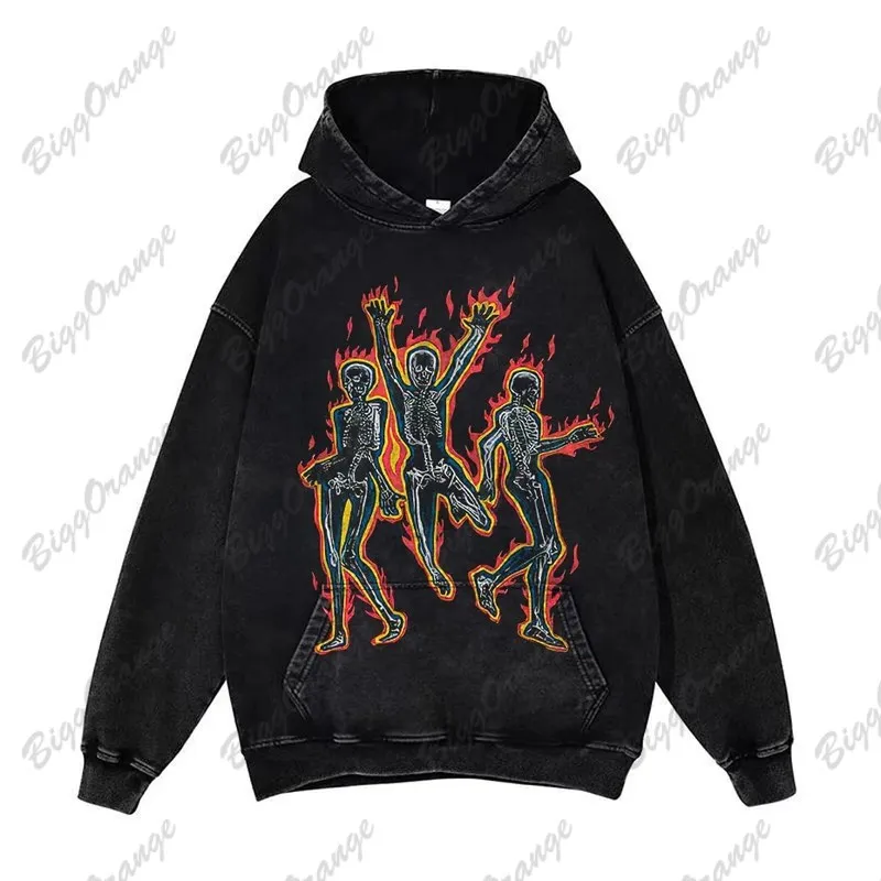 Vintage Wash Hip Hop Hoodie for Women | Trendy Print Sweatshirt