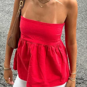 Vintage Women's Strapless Tube Corset Top - Sexy Off Shoulder Sleeveless Slim Fit Summer Vest