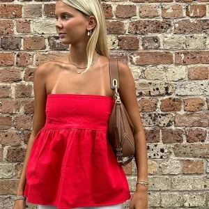 Vintage Women's Strapless Tube Corset Top - Sexy Off Shoulder Sleeveless Slim Fit Summer Vest