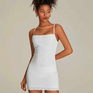 White Cami Dress: Women's Chic Backless Bow Front Mini Bodycon for Party