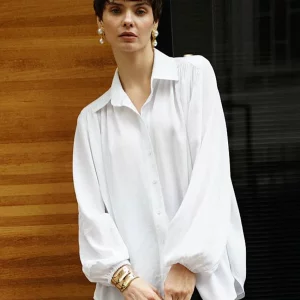 White Office Blouse 2024: Elegant Loose Fit Lapel Shirt