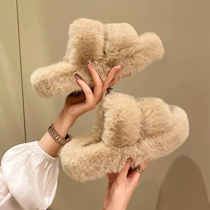 Winter 2024 Women's Fluffy Fur Slippers | Cozy Flat Indoor Shoes