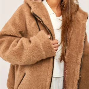 Winter Teddy Fleece Hooded Plus Size Coat with Pockets