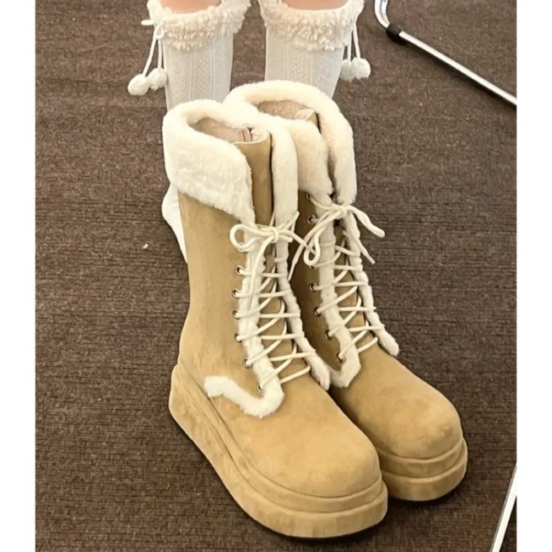 Winter Warm Lace-up Women's Snow Boots - Stylish Ankle Boots for Outdoors