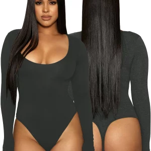 Winter Women Round Neck Long Sleeve Jumpsuit | High Waist Bodysuit