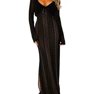 Women's 2-Piece Beach Cover-Up Set: Long Sleeve Cardigan & Spaghetti Strap Party Dress