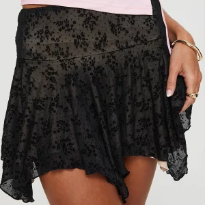 Women's Black Lace Floral Mini Skirt | Irregular Hem Street Party Fashion | Summer Spring Style