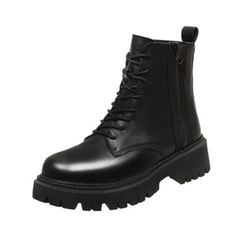 Women's Black Platform Mid-Calf Boots - Designer Fashion for Autumn/Winter