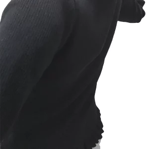 Women's Black V-Neck Lace Knitwear with Button Detail