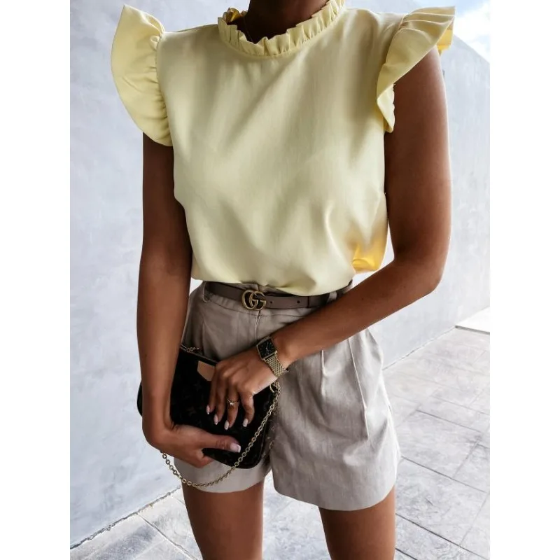 Women's Elegant Ruffled Sleeveless Shirt