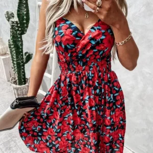 Women's Elegant V-Neck Sleeveless Camisole Dress