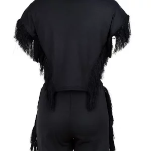 Women's Fringe Shorts Set with Crop Top - Festival Fashion