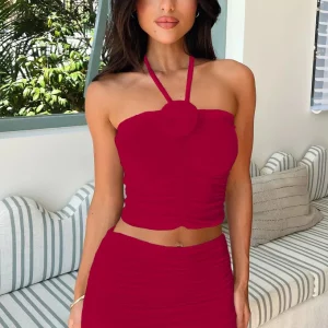 Women's Hot & Spicy Pleated Sleeveless Mini Set for Nightclub Parties