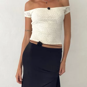 Women's Lace Boat Neck Off Shoulder Short T-Shirt - Summer Slim Fit Streetwear