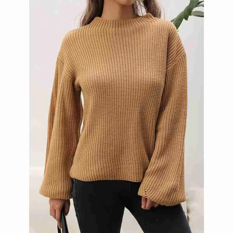 Women's Lantern Sleeve Loose Fit Sweater for Autumn & Winter