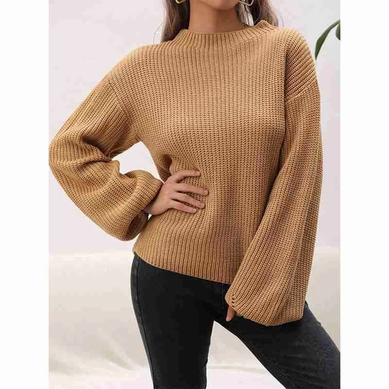 Women's Lantern Sleeve Loose Fit Sweater for Autumn & Winter