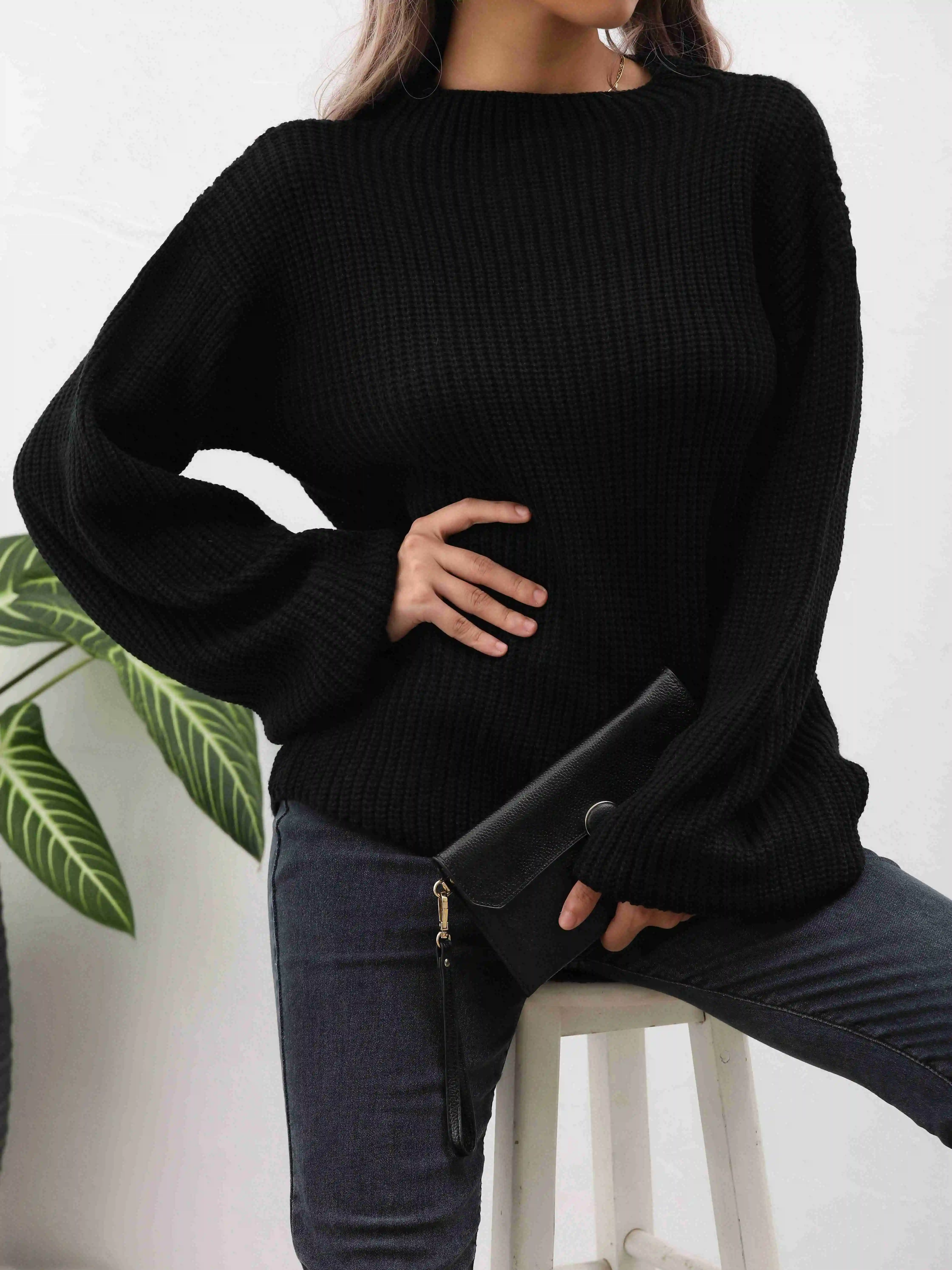 Women's Lantern Sleeve Loose Fit Sweater for Autumn & Winter