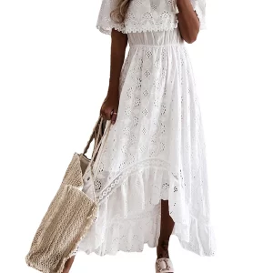 Women's Off-Shoulder Lace Embroidered Casual Dress