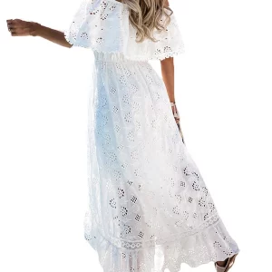 Women's Off-Shoulder Lace Embroidered Casual Dress