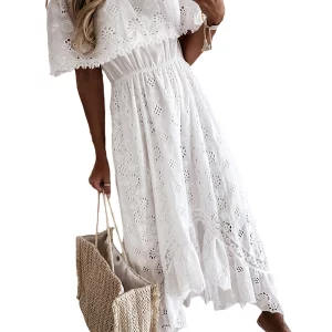 Women's Off-Shoulder Lace Embroidered Casual Dress