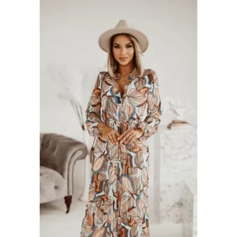 Women's Personality Print V-neck Long Sleeve A-line Dress