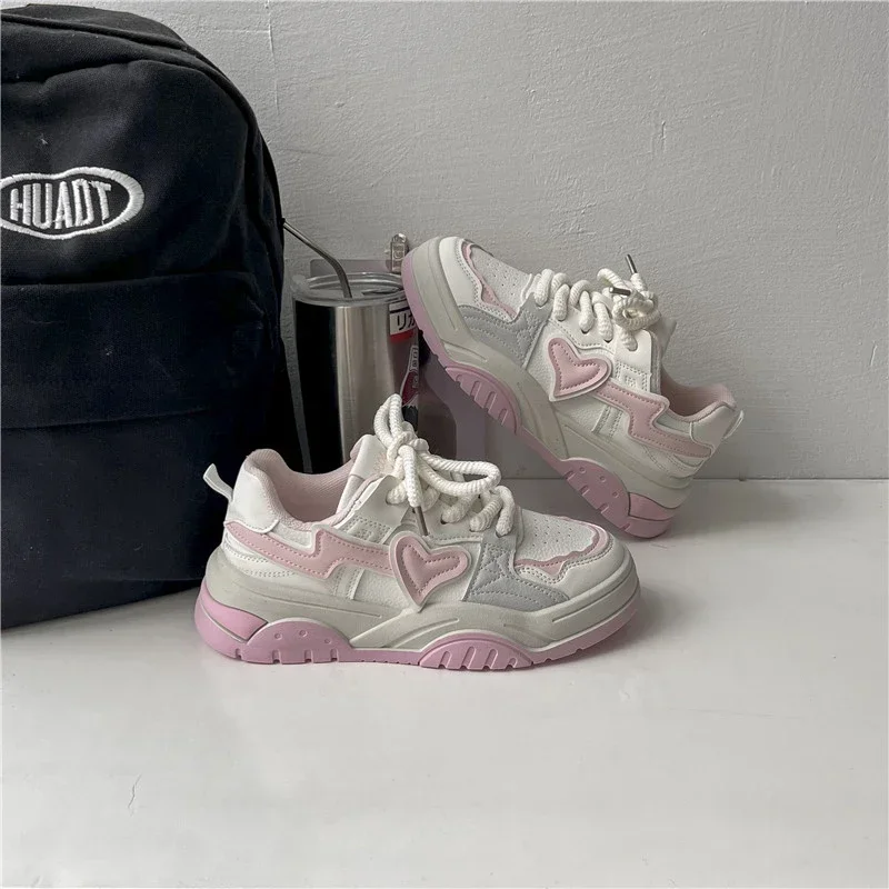 Women's Platform Tennis Shoes with Patchwork Design