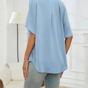 Women's Plus Size Casual Blouse with Bat Sleeves