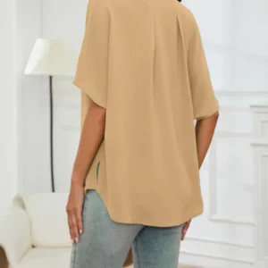 Women's Plus Size Casual Blouse with Bat Sleeves