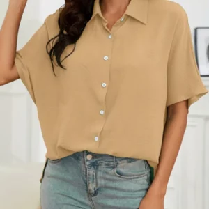 Women's Plus Size Casual Blouse with Bat Sleeves