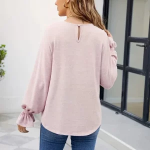 Women's Plus Size Casual Lantern Sleeve T-shirt