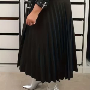 Women's Plus Size Casual Pleated Stretch Skirt