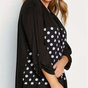 Women's Plus Size Colorblock Polka Dot Cardigan