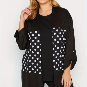 Women's Plus Size Colorblock Polka Dot Cardigan