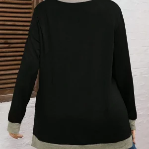 Women's Plus Size Colorblock Round Neck Sweatshirt