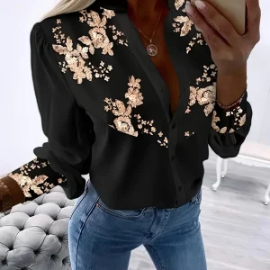 Women's Plus Size Floral Print Button Down Blouse