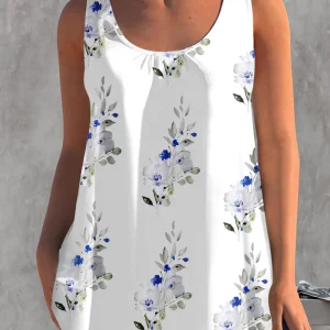 Women's Plus Size Floral Tank Top - Sleeveless Casual Summer Fashion