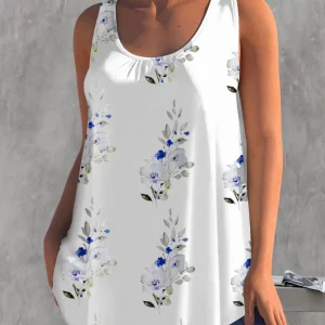 Women's Plus Size Floral Tank Top - Sleeveless Casual Summer Fashion