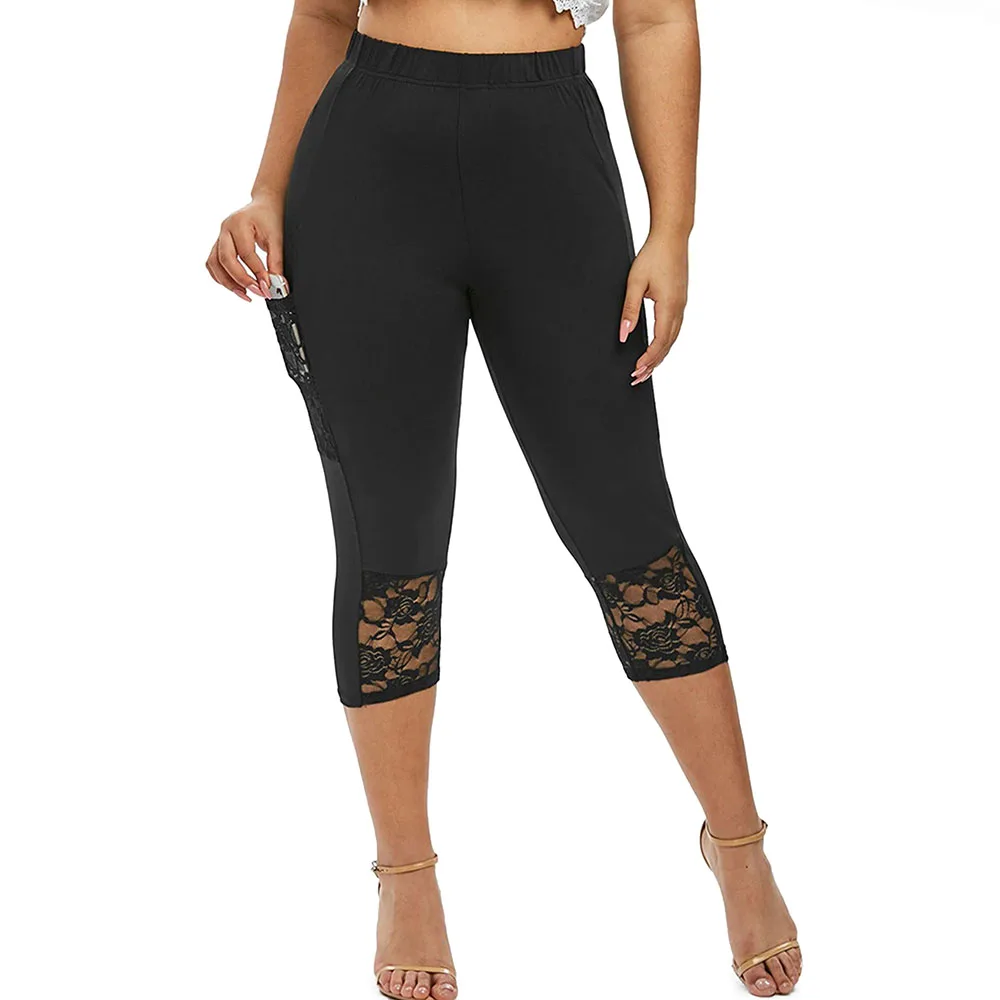 Women's Plus Size High Waist Solid Yoga Leggings