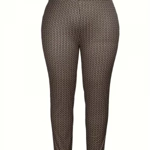 Women's Plus Size Houndstooth Print Skinny Pants