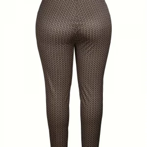 Women's Plus Size Houndstooth Print Skinny Pants