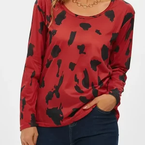 Women's Plus Size Leopard Print Long Sleeve Top