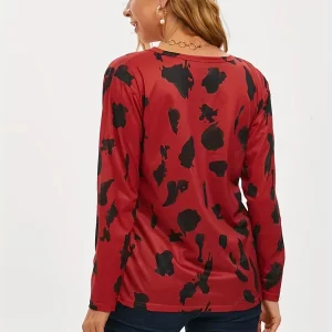 Women's Plus Size Leopard Print Long Sleeve Top