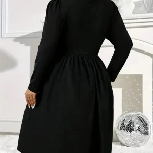 Women's Plus Size Long Sleeve V-Neck Casual Dress