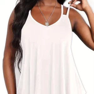 Women's Plus Size Loose Tank Top, Summer Casual Oversized Solid Color Backless Vest