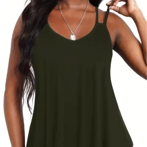 Women's Plus Size Loose Tank Top, Summer Casual Oversized Solid Color Backless Vest