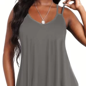 Women's Plus Size Loose Tank Top, Summer Casual Oversized Solid Color Backless Vest