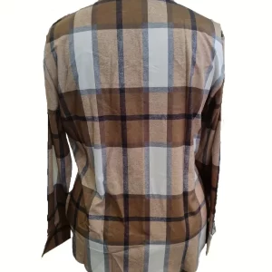 Women's Plus Size Plaid Print Lapel Collar Long Sleeve Loose Blouse